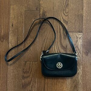 Tory Burch Black Saffiano Leather Crossbody Bag w/ Gold Hardware